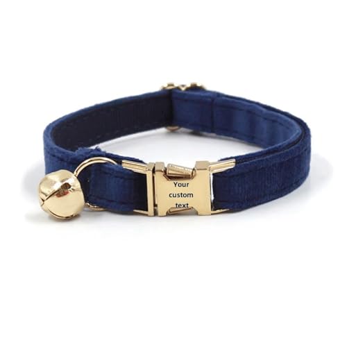 Customisierte Personalisierte Anti-verlorene Niedliche Flanellkätzchen Welpen Halsband Mit Glocke Für Shiba Inu Mops Pudel Chihuahua,Dunkelblau,S von GUQOFAIE