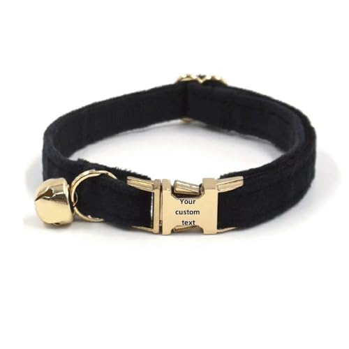 Customisierte Personalisierte Anti-verlorene Niedliche Flanellkätzchen Welpen Halsband Mit Glocke Für Shiba Inu Mops Pudel Chihuahua,Schwarz,S von GUQOFAIE