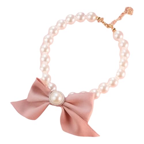 Einstellbare Kunstpearlkätzchenpaplungskragen Mit Bowknot Bell Pet Party Hochzeitsbedarf,A,L 30-36 cm von GUQOFAIE