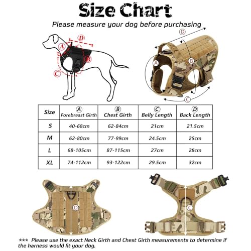 Einstellbare Nylon Militärtaktische Hundekabelbaum Leine Set Working Dog Camping Training Jagdgurtweste Für Französische Bulldog -Labrador Deutsche Shepherd, Black,L von GUQOFAIE