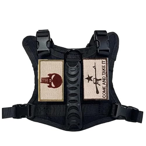 Einstellbarer Katzenpuppen Militärtaktischer Geschirr Weste Outdoor Haustier Training Camping Jagd Weiche Komfortable Gurt Für Mops Chihuahua Französisch Bulldogge,Black von GUQOFAIE