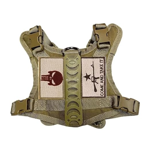 Einstellbarer Katzenpuppen Militärtaktischer Geschirr Weste Outdoor Haustier Training Camping Jagd Weiche Komfortable Gurt Für Mops Chihuahua Französisch Bulldogge,Khaki von GUQOFAIE