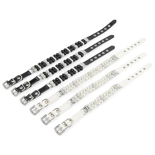 Faux Pearl Cat Dog -Halsband PU Lederhälfte Halskette Faux Pearls Strass Pet Collar Verstellbares Glänzbares Katzenhundkragen Für Chihuahua Mops,Weiss,L Faux Pearl Cat Dog -Halsband PU Lederhälfte Halskette Faux Pearls Strass Pet Collar Verstellbares Glänzbares Katzenhundkragen Für Chihuahua Mops,Weiss,L von GUQOFAIE