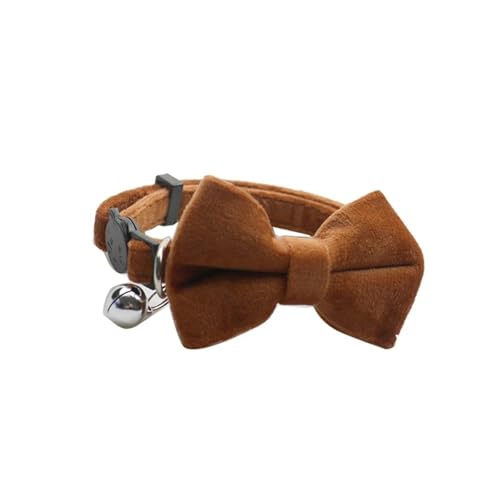 Feste Farbvelvet -Katzenkragen Mit Bogenglock,Braun,28 cm von GUQOFAIE