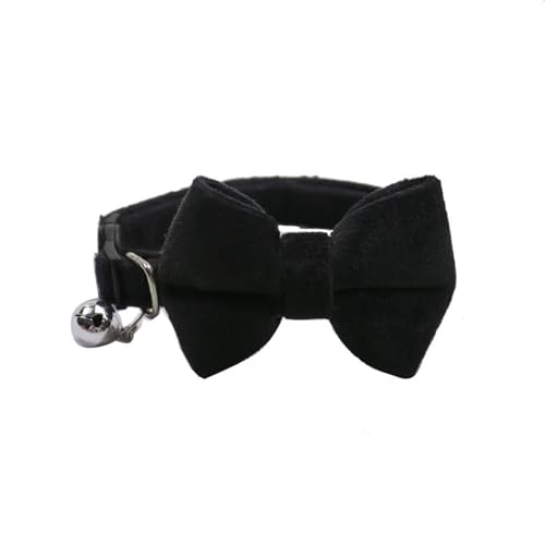 Feste Farbvelvet -Katzenkragen Mit Bogenglock,Schwarz,28 cm von GUQOFAIE