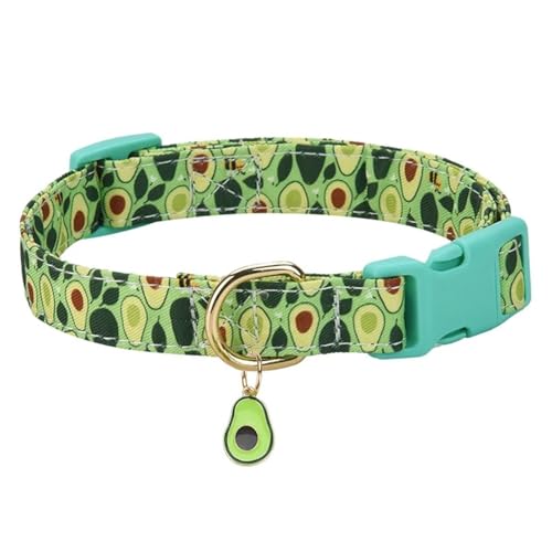 Fruchtdruckmuster Einstellbarer Nylon -Katzenhundkragen Mit Obstmetallanhänger Für Shiba Inu Pommeranische Pudel,B,L von GUQOFAIE