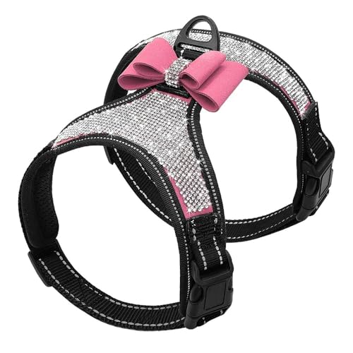 Glänzender Strass -Bowknot -Hundeturte Im Freien Reflektierende Nylonhund -Sicherheitsgurtweste Für Pitbull Mop,A,S von GUQOFAIE