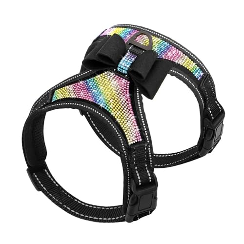 Glänzender Strass -Bowknot -Hundeturte Im Freien Reflektierende Nylonhund -Sicherheitsgurtweste Für Pitbull Mop,C,L von GUQOFAIE
