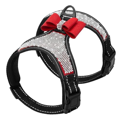 Glänzender Strass -Bowknot -Hundeturte Im Freien Reflektierende Nylonhund -Sicherheitsgurtweste Für Pitbull Mop,Rot,M Glänzender Strass -Bowknot -Hundeturte Im Freien Reflektierende Nylonhund -Sicherheitsgurtweste Für Pitbull Mop,Rot,M von GUQOFAIE