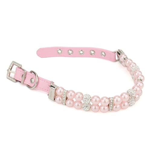 Künstlicher Perle Strass Pet Collar Anpassbare Welpen Kätzchen Kragen Haustier Hochzeitsfeier Vorräte,C,M von GUQOFAIE
