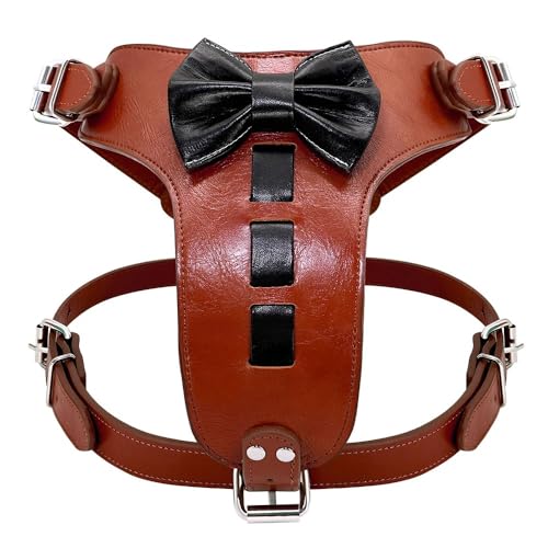 Lederhundkabelbaumweste Mit Bowknot Outdoor Hundetraining Camping Jagdgurt Für Mittlere Und Große Hunde Französisch Bulldog Labrador von GUQOFAIE