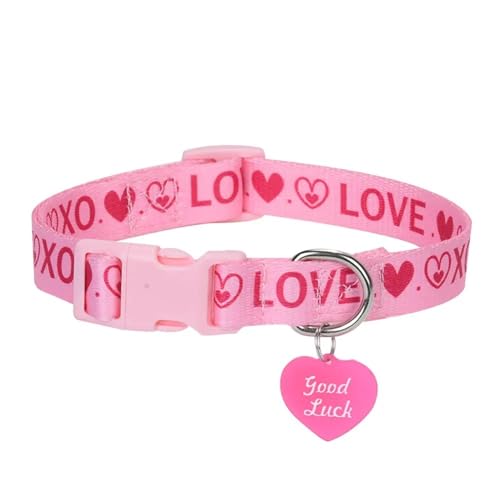 Love Print Nylon Welpenkätzchenkragen Mit Herzanhänger Für Shiba Inu Yorkshire Terrier Mops Pudel,A,M von GUQOFAIE