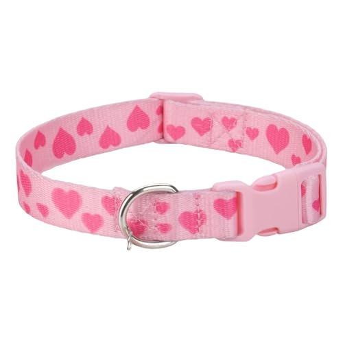 Love Print Nylon Welpenkätzchenkragen Mit Herzanhänger Für Shiba Inu Yorkshire Terrier Mops Pudel,D,L von GUQOFAIE
