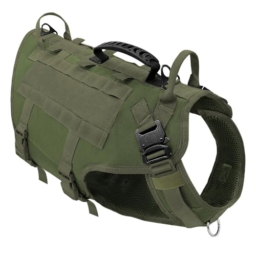 Militärtaktische Arbeitshundtraining Camping Jagdkabelbaum Einstellbar Ohne Zug Nylon Hundegurt Weste Für Mittel- Und Große Hunde Französische Bulldogge Deutsche Schäferhund,Grün,L von GUQOFAIE