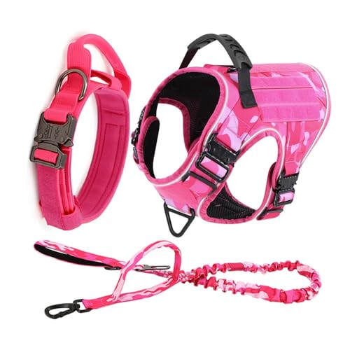 Militärtaktische Haustiertraining Camping Jagd Halshalsband Leine Set Im Freien Reflexion Band 4 Metallschnallen Hundekabelbaumkragen Leine Set,B,M von GUQOFAIE