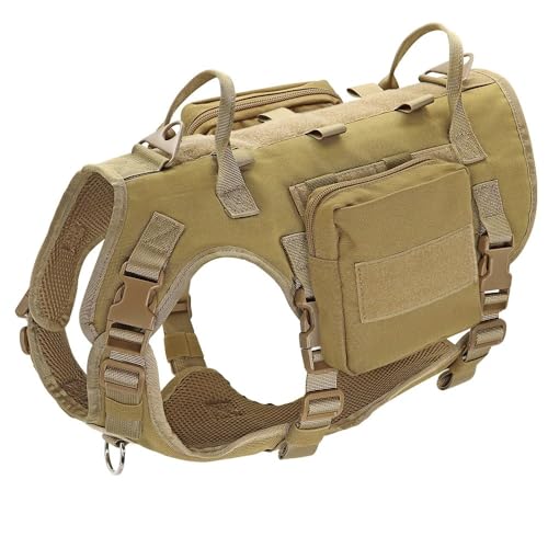 Militärtaktische Hundekabelbaumweste Mit 2 Abnehmbaren Beuteln Verstellbarer Arbeitshund Im Freien Im Freien Camping -Jagdgurt Für Mittlere Und Große Hunde,Khaki,M Militärtaktische Hundekabelbaumweste Mit 2 Abnehmbaren Beuteln Verstellbarer Arbeitshund Im Freien Im Freien Camping -Jagdgurt Für Mittlere Und Große Hunde,Khaki,M von GUQOFAIE