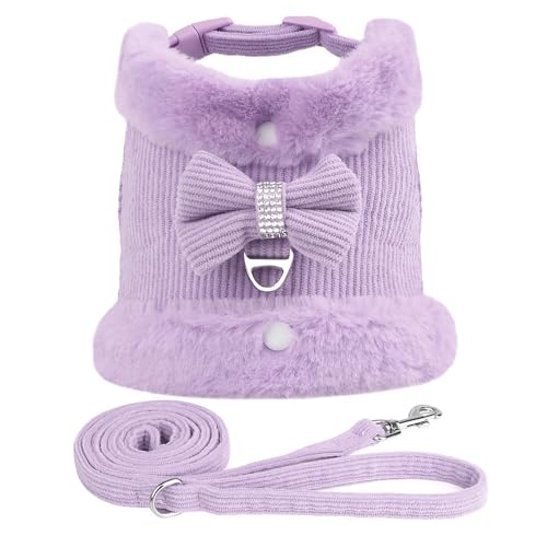 Mit Bowknot Weich Bequem Warm Warm Hundegurt Leine.,LILA,XS Mit Bowknot Weich Bequem Warm Warm Hundegurt Leine.,LILA,XS von GUQOFAIE