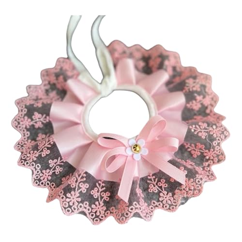 Mode Bowknot Haustierkragen Niedliche Spitzengitter Stickerei Katze Und Hundelätzchen Für Kleine Mittelgroße Hunde,A,Xs von GUQOFAIE