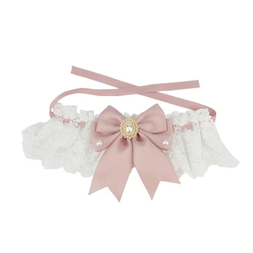Nachahmung Diamant Künstliche Perle Spitze Bug Kätzchen Welpe Kragen Prinzessin Katzen Halskette Krawatte Haustier Hochzeitsbedarf,A,XL von GUQOFAIE