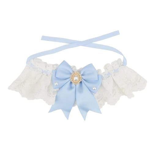 Nachahmung Diamant Künstliche Perle Spitze Bug Kätzchen Welpe Kragen Prinzessin Katzen Halskette Krawatte Haustier Hochzeitsbedarf,Blau,Xs von GUQOFAIE