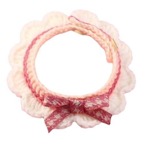 Niedliche Handgewebte Bowknot Shiba Inu Pudel Mops Lätzchen Verstellbarer Kätzchen Welpenkragen Haustierdekoration Accessoires,A,L (33 X4 cm) von GUQOFAIE
