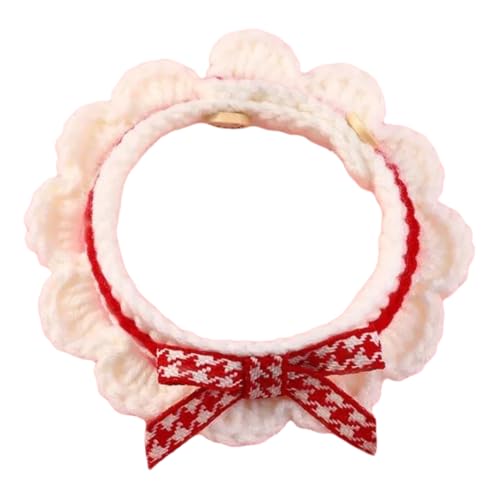 Niedliche Handgewebte Bowknot Shiba Inu Pudel Mops Lätzchen Verstellbarer Kätzchen Welpenkragen Haustierdekoration Accessoires,Rot,XS (17x 4cm) von GUQOFAIE
