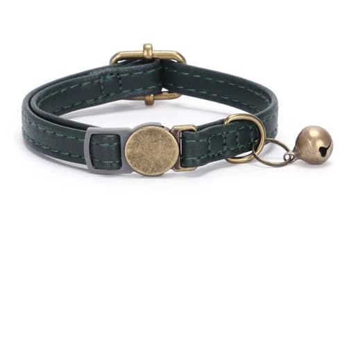 Personalisierte Anti-Lost-ID-Tag-Kätzchenpelpen-Kragen Vintage Vintage Messable Yorkshire Terrier Chihuahua Kragen Mit Glocke,Dark Green von GUQOFAIE