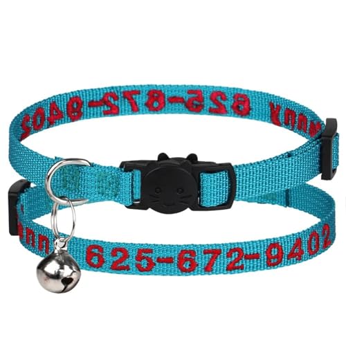 Personalisierte Gestickte Kätzchenpaplerkragen Customized ID Name Verstellbarer Nylon Mop Shiba Inu Chihuahua Kragen,B,20-30 cm von GUQOFAIE