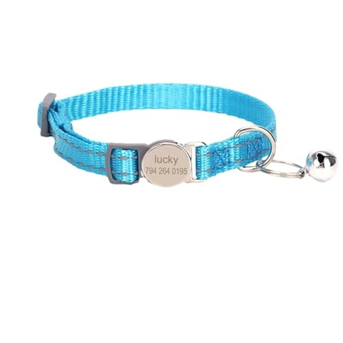 Personalisierte Namekitters Welpen Halsband Custom Anti-Lost DIY Tags Pugs Yorkshire Terrier Chihuahuas Kragen,Blau,19-30 cm von GUQOFAIE