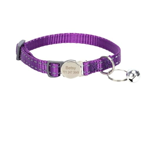 Personalisierte Namekitters Welpen Halsband Custom Anti-Lost DIY Tags Pugs Yorkshire Terrier Chihuahuas Kragen,Deep Purple,19-30 cm von GUQOFAIE