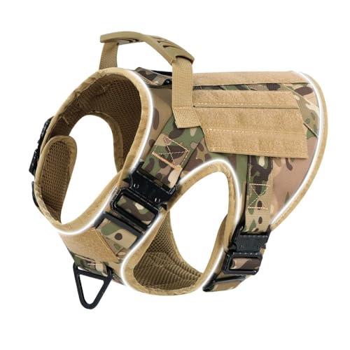 Reflektierende Militärische Militärische Taktische Nylon -Haustier -Camping -Camping -Kabelbaumweste Mit 4 Metallschnallen Verstellbarer Hundekabelbaum Mit Griff Für Große Hunde,A,S von GUQOFAIE