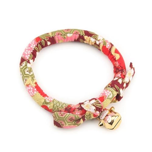 Sakura Japanisch Niedliche Katzenkragen Mit Glocken Verstellbarem Haustierkragen Für Pommerianische Shiba Inu Yorkshire Terrier,E,S von GUQOFAIE