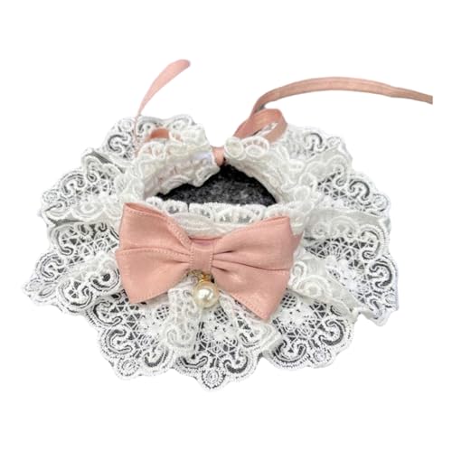 Spitzenbogen Faux Pearl Kätzchen Welpen Halsband Haustierschal Für Mops Shiba Inu Chihuahuas Pudeln,A,L von GUQOFAIE