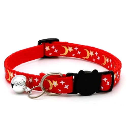 Sterne Mondmuster Gedruckt Nylon Haustierkragen Outdoor Reflexion Shiba Inu Pug Yorkshire Terrier Chihuahua Sicherheitskragen,G,19-32 cm von GUQOFAIE