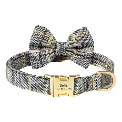 Süße Fliege Personalisierte Verstellbare Nylon -Welpen -Kätzchenkragen Für Shiba Inu Chihuahua Yorkshire Terrier Mops,Grau,Xs von GUQOFAIE