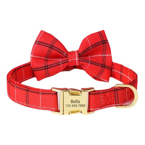 Süße Fliege Personalisierte Verstellbare Nylon -Welpen -Kätzchenkragen Für Shiba Inu Chihuahua Yorkshire Terrier Mops,Rot,Xs von GUQOFAIE
