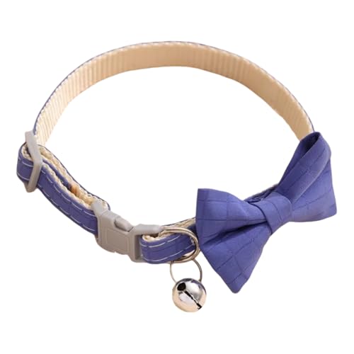 Verstellbare Kätzchen Und Welpen Kragen Mit Bowknot Bell Weicher Samt Shiba Inu Mops Chihuahua Kragen,H,22-32 cm von GUQOFAIE