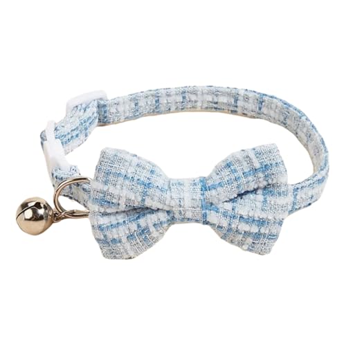 Verstellbare Kätzchen Welpen Halsband Mit Sicherheitsschnuckle Glockenbogen Für Mops Chihuahua Yorkshire Terrier,Blau von GUQOFAIE