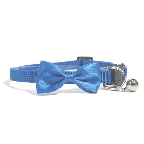 Verstellbarer Atmungsaktives Nylon -Haustierkragen Mit Bowknot Bell Cat Kragen Für Yorkshire Terrier Shiba Inu Mops Chihuahua,Blau,21-34 cm von GUQOFAIE