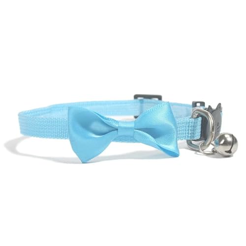 Verstellbarer Atmungsaktives Nylon -Haustierkragen Mit Bowknot Bell Cat Kragen Für Yorkshire Terrier Shiba Inu Mops Chihuahua,Blau A,21-34 cm von GUQOFAIE