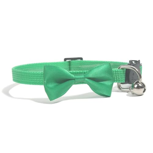 Verstellbarer Atmungsaktives Nylon -Haustierkragen Mit Bowknot Bell Cat Kragen Für Yorkshire Terrier Shiba Inu Mops Chihuahua,Grün,21-34 cm von GUQOFAIE