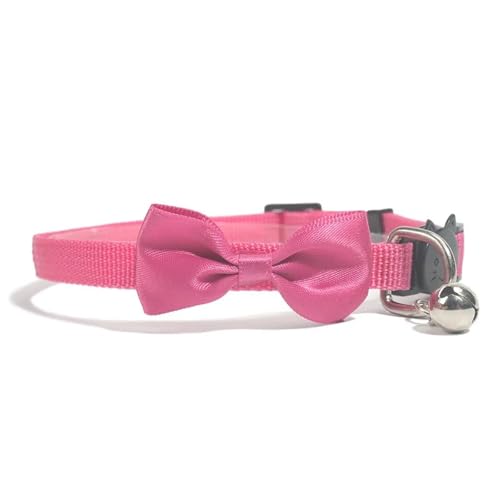 Verstellbarer Atmungsaktives Nylon -Haustierkragen Mit Bowknot Bell Cat Kragen Für Yorkshire Terrier Shiba Inu Mops Chihuahua,Rosenrot,21-34 cm von GUQOFAIE