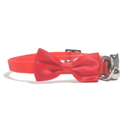 Verstellbarer Atmungsaktives Nylon -Haustierkragen Mit Bowknot Bell Cat Kragen Für Yorkshire Terrier Shiba Inu Mops Chihuahua,Rot,21-34 cm von GUQOFAIE