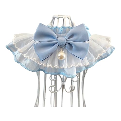 Verstellbarer Katzenhundkragen Schal -Prinzessinstil Süßes Krawatte Für Pommerianische Yorkshire Terrier Shiba Inu Mops,Blau,M 25-30 cm von GUQOFAIE