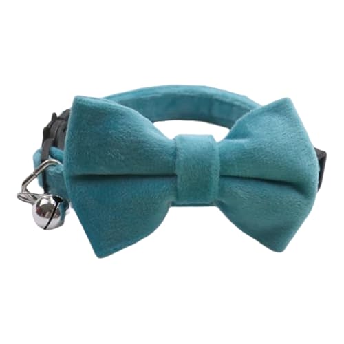Verstellbares Weiches Samtfarbkätzchen Und Welpenkragen Mit Bowknot -Glocke,Blau,28 cm von GUQOFAIE