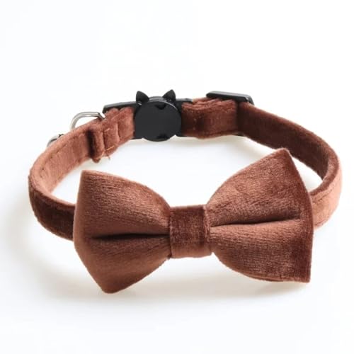 Weich Bequemer Samt Verstellbarer Farbiger Kätzchen Welpenkragen Mit Bowknot Bell Für Yorkshire Terrier Shiba Inu,Bock,28 cm von GUQOFAIE
