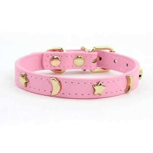 Weiche PU -Leder Niedliche Katzenkragen Mit Sternen Mondzubehör Für Shiba Inu Pug Chihuahua Yorkie,A,S von GUQOFAIE