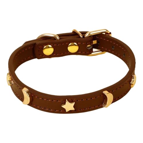 Weiche PU -Leder Niedliche Katzenkragen Mit Sternen Mondzubehör Für Shiba Inu Pug Chihuahua Yorkie,Braun,S Weiche PU -Leder Niedliche Katzenkragen Mit Sternen Mondzubehör Für Shiba Inu Pug Chihuahua Yorkie,Braun,S von GUQOFAIE