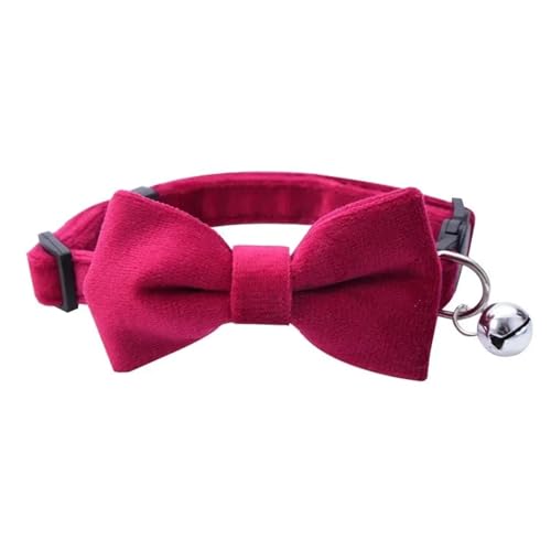 Weicher Samt -Bogenkragen Für Welpen Kätzchen Mit Bell Sicherheitsschnalle Einstellbarer Farbfarbe Chihuahua Pug Yorkie Kragen,Rot,28 cm von GUQOFAIE