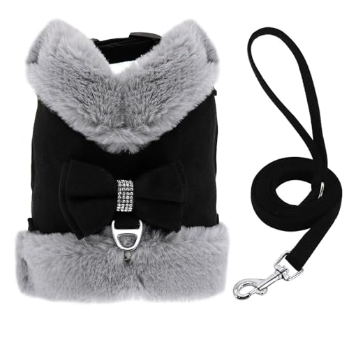 Winter Weich Bequem Warm Warm Pelz Hunde Hunde Katzengurt Weste Verstellbares Katzenhundkabelbaum Und Leinen -Set Passt Pug Labrador Chihuahua,Schwarz,XS Winter Weich Bequem Warm Warm Pelz Hunde Hunde Katzengurt Weste Verstellbares Katzenhundkabelbaum Und Leinen -Set Passt Pug Labrador Chihuahua,Schwarz,XS von GUQOFAIE